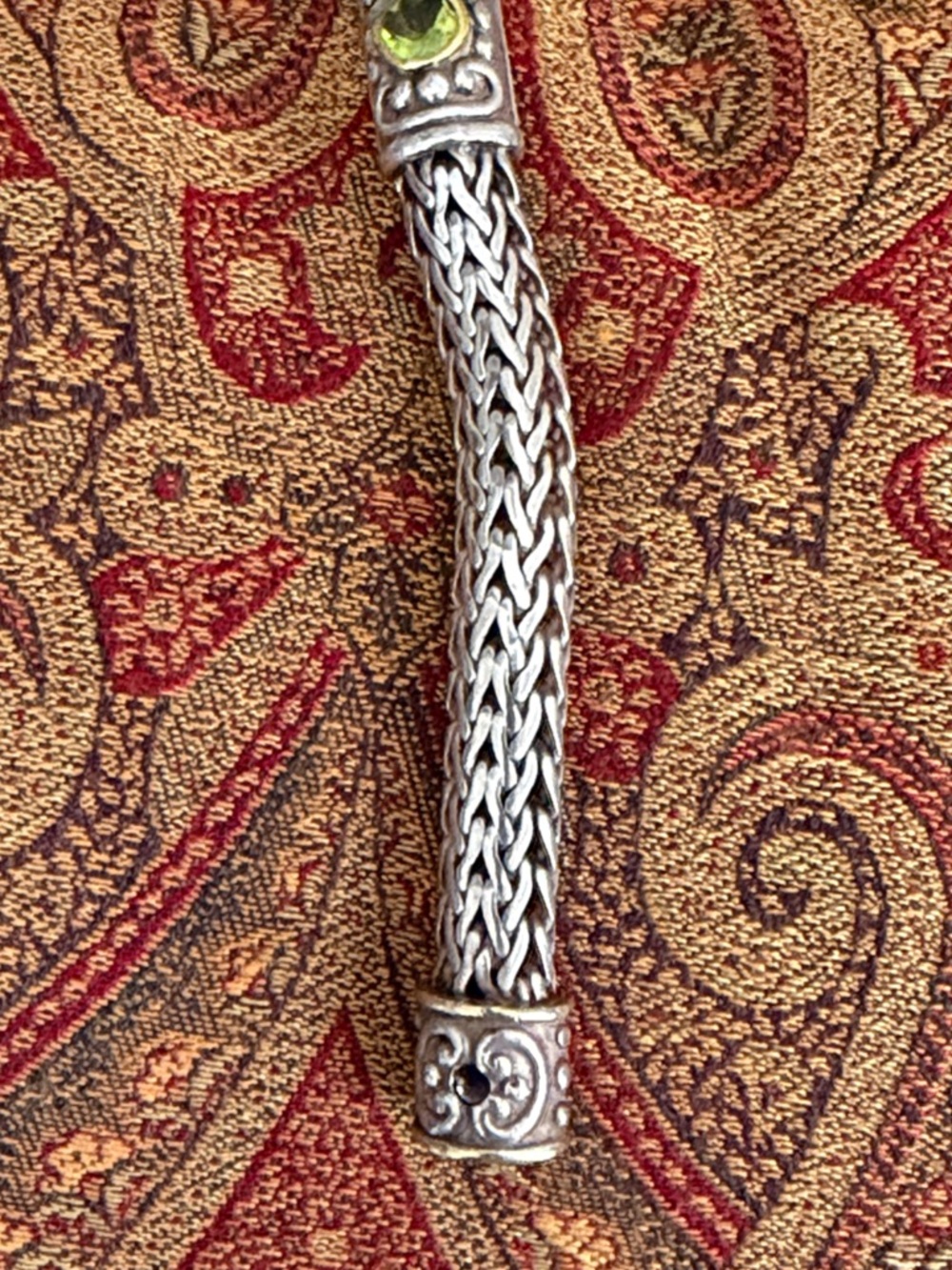 Intricate Sterling Silver Braided Women's Bracelet amethyst and peridot - Picture 10 of 17